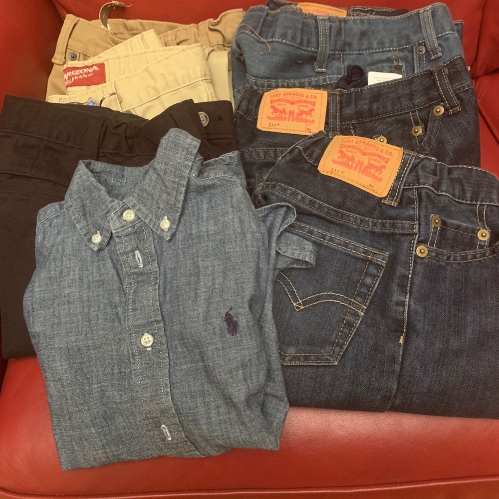 Assorted Levi jeans and Polo shirt